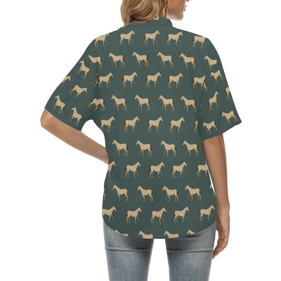 Horse Classic Themed Pattern Print Women's Hawaiian Shirt