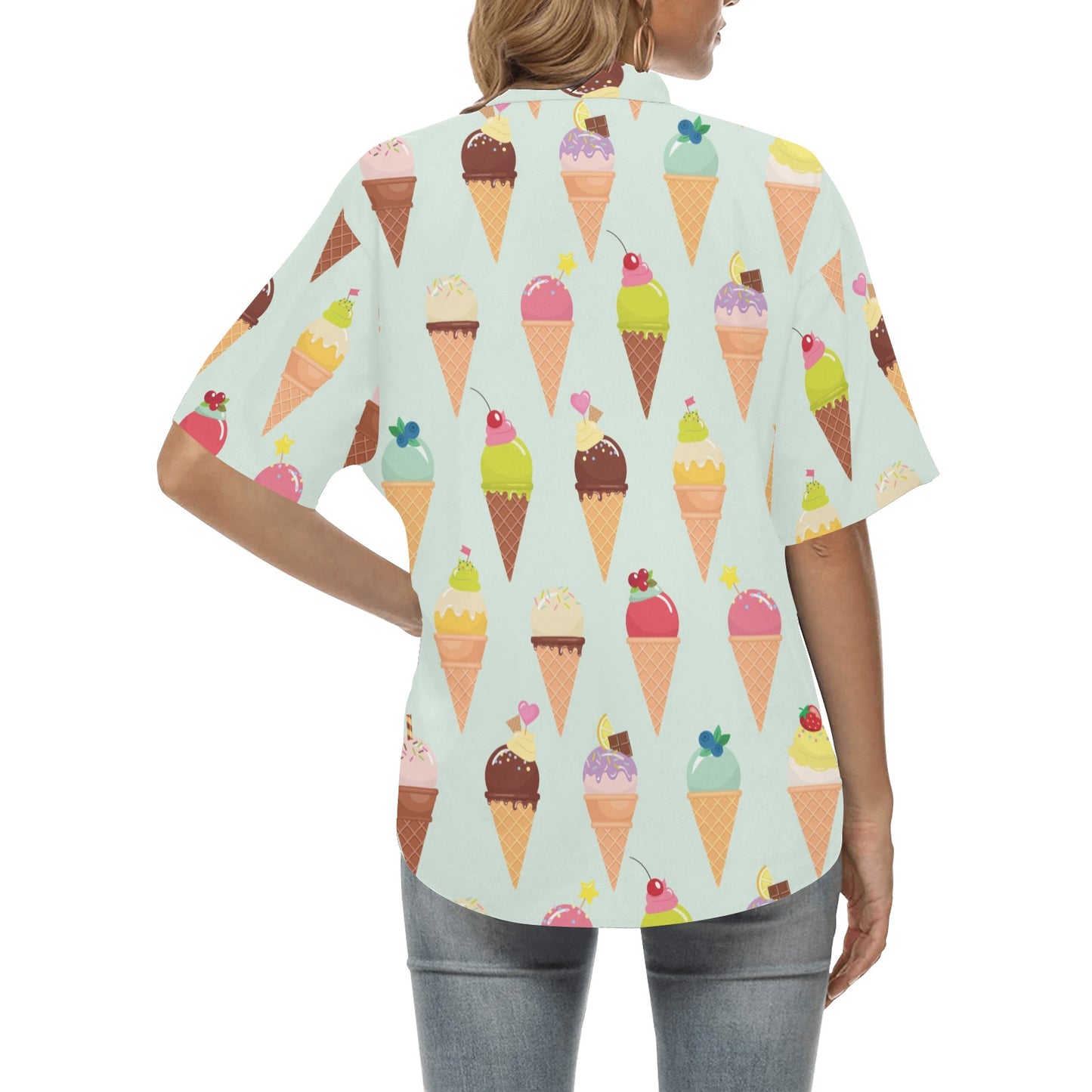 Ice Cream Pattern Print Design 03 Women's Hawaiian Shirt
