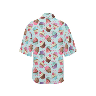 Cupcakes Fancy Heart Print Pattern Women's Hawaiian Shirt
