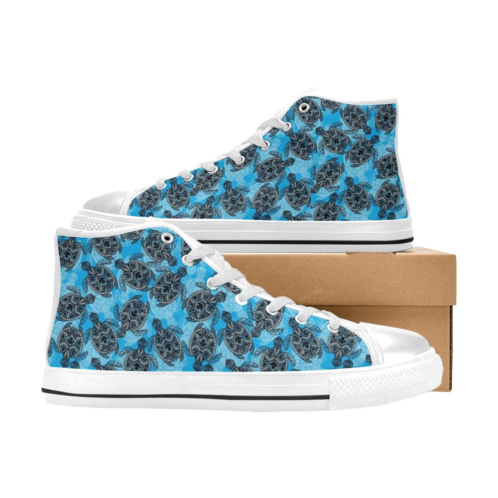 Tribal Pattern Print Design LKS307 High Top Women's White Shoes