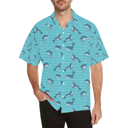 Whale Print Design LKS303 Men's Hawaiian Shirt