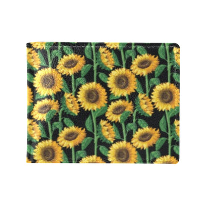 Sunflower Realistic Print Pattern Men's ID Card Wallet