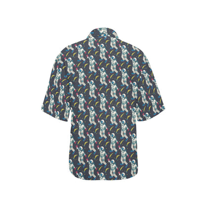 Astronaut Pattern Print Design 04 Women's Hawaiian Shirt