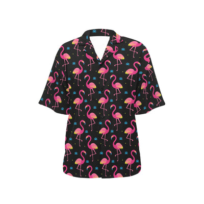 Flamingo Pink Neon Print Pattern Women's Hawaiian Shirt