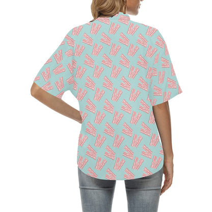 Bacon Pattern Print Design 04 Women's Hawaiian Shirt