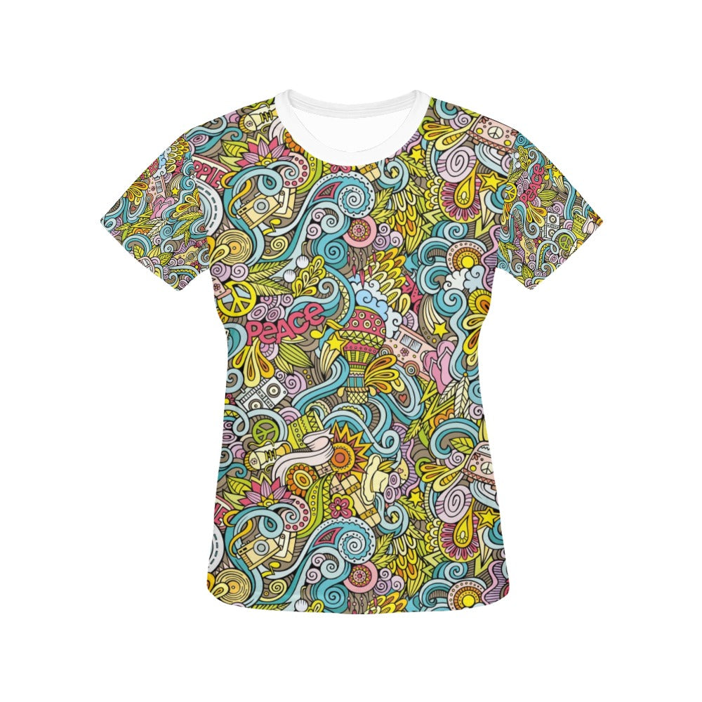 Hippie Print Design LKS301 Women's  T-shirt