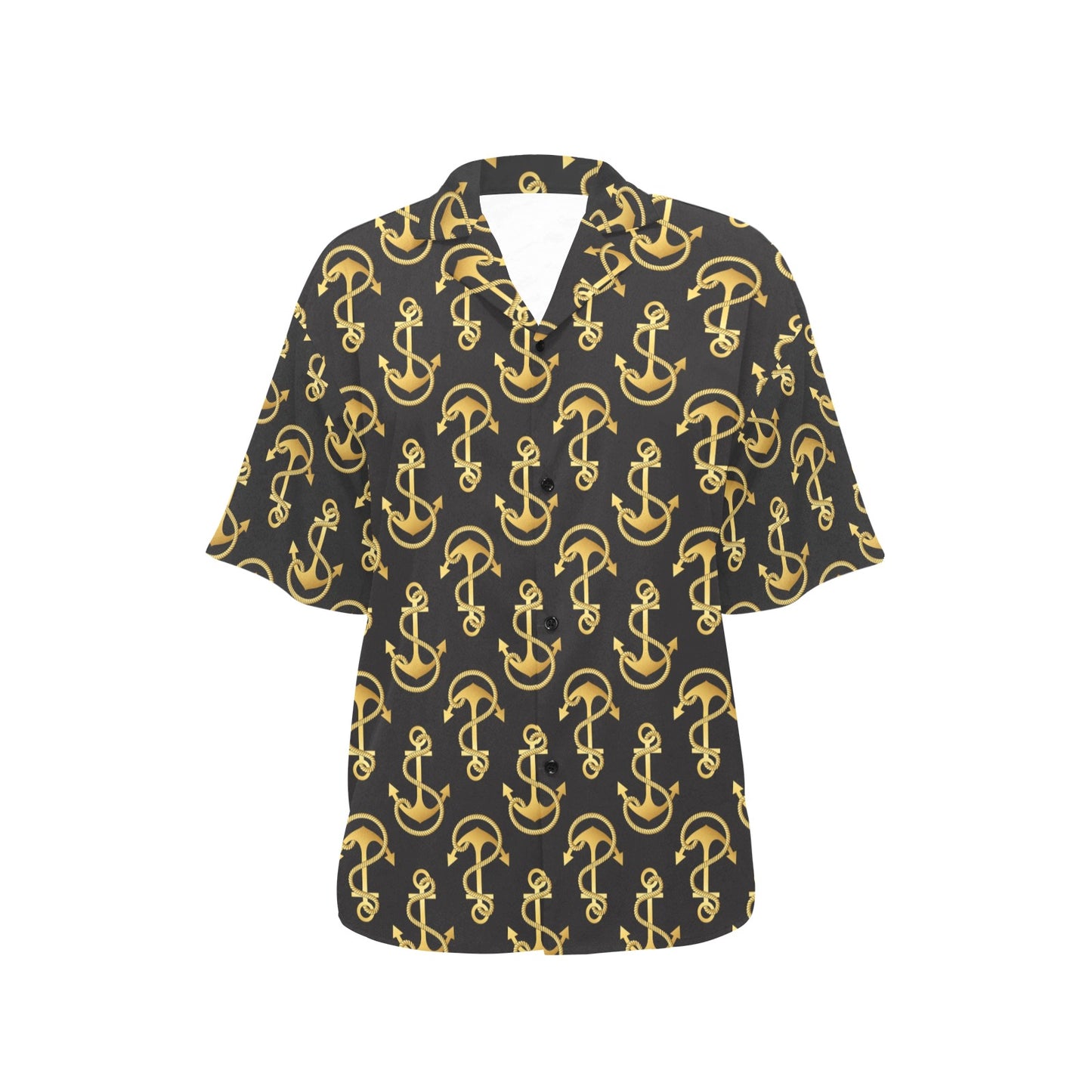 Anchor Gold Pattern Women's Hawaiian Shirt