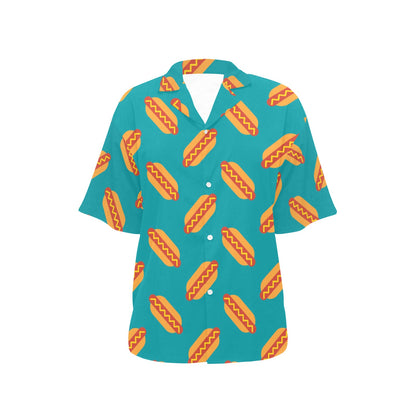 Hot Dog Pattern Print Design 03 Women's Hawaiian Shirt