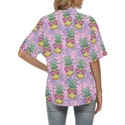 Pineapple Pattern Print Design PP06 Women's Hawaiian Shirt