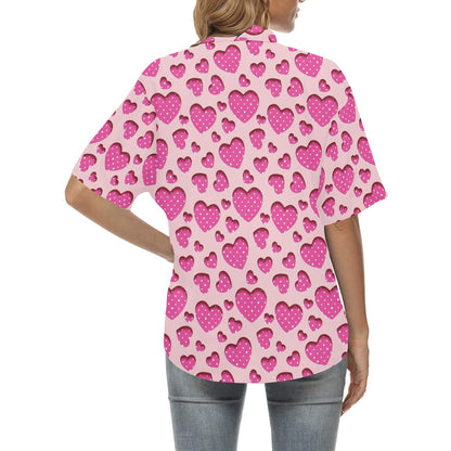 Heart Pink Pattern Print Design HE06 Women's Hawaiian Shirt