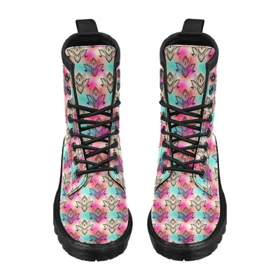 lotus Boho Pattern Print Design LO02 Women's Boots