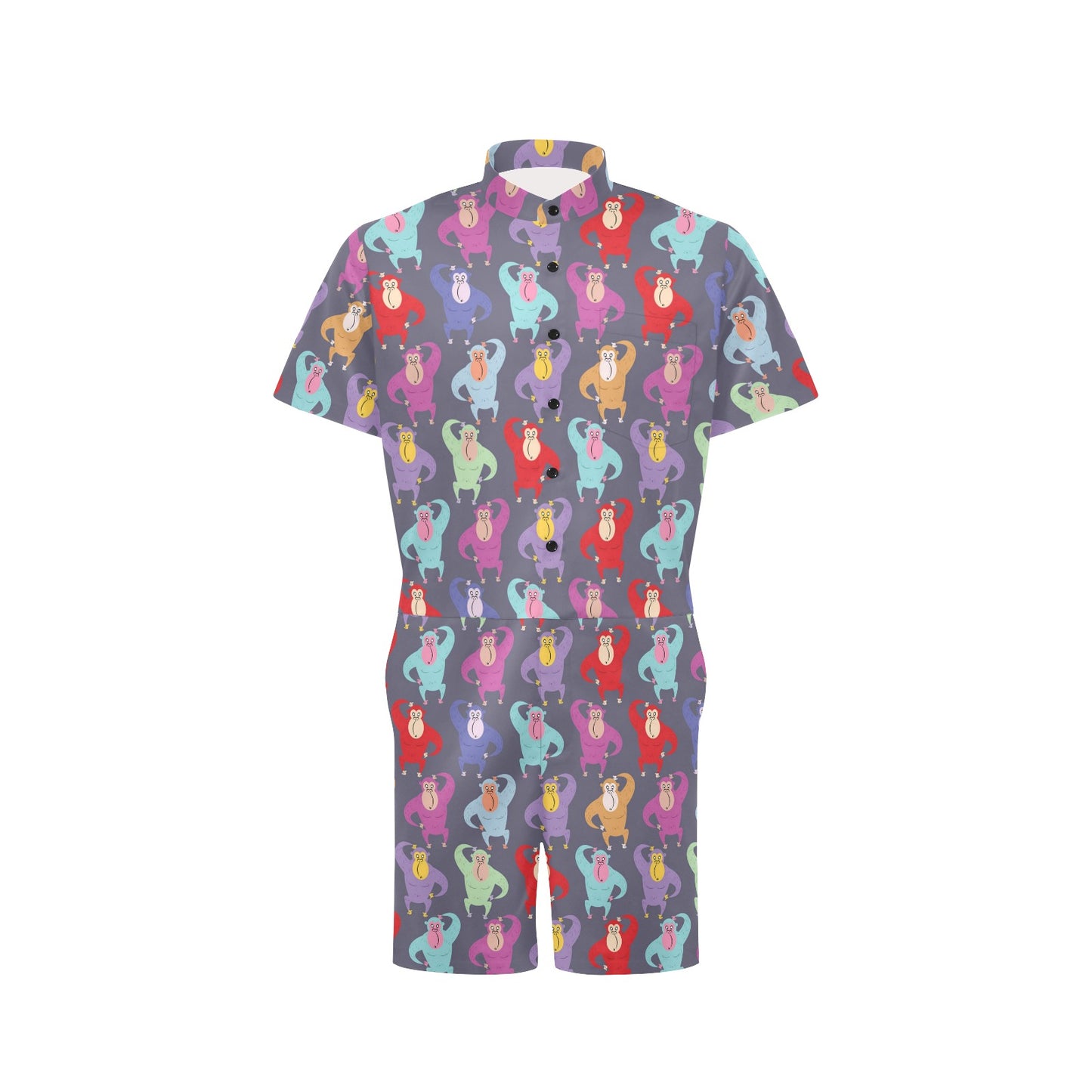 Chimpanzee Pattern Print Design 03 Men's Romper