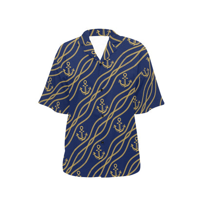 Nautical Anchor Rope Pattern Women's Hawaiian Shirt