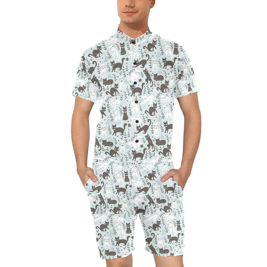 Cat Pattern Print Design 08 Men's Romper