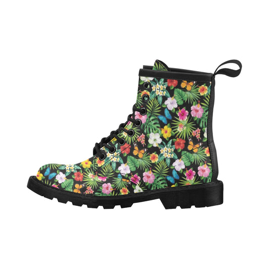 Hibiscus With Butterfly Print Design LKS305 Women's Boots