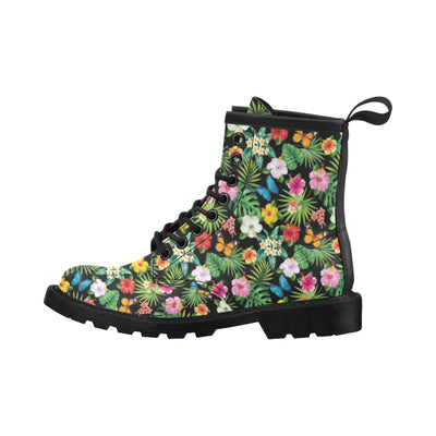 Hibiscus With Butterfly Print Design LKS305 Women's Boots