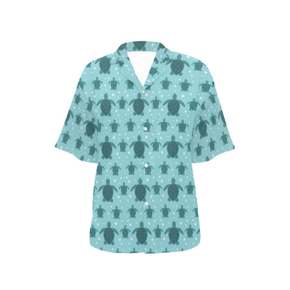 Sea Turtle Print Design LKS305 Women's Hawaiian Shirt
