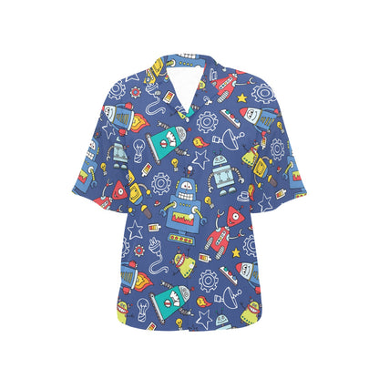 Robot Pattern Print Design A03 Women's Hawaiian Shirt