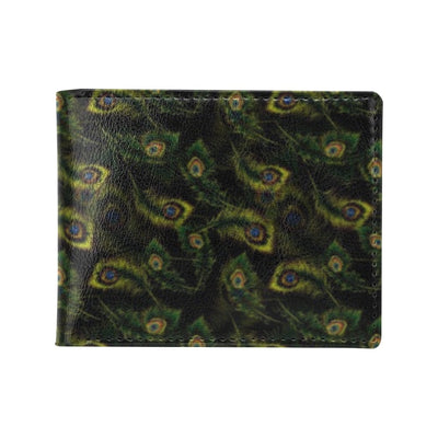 Peacock Feather Pattern Design Print Men's ID Card Wallet