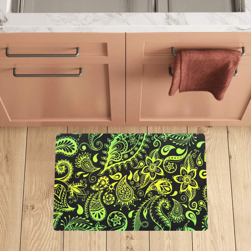 Paisley Green Design Print Kitchen Mat