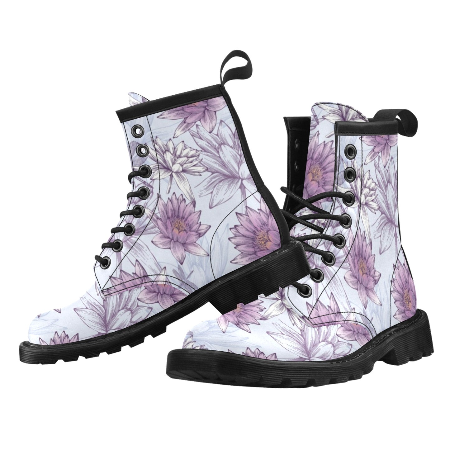 Water Lily Pattern Print Design WL01 Women's Boots