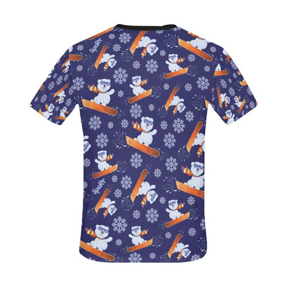 Snowboard Bear Print Design LKS305 Men's All Over Print T-shirt