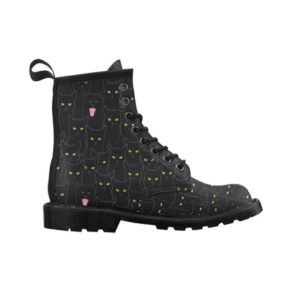 Black Cat Yellow Eyes Print Pattern Women's Boots