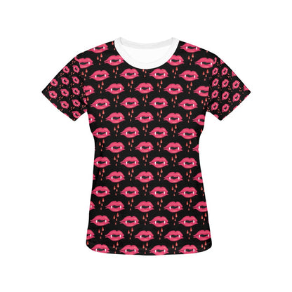 Vampire Lips Print Design LKS303 Women's  T-shirt