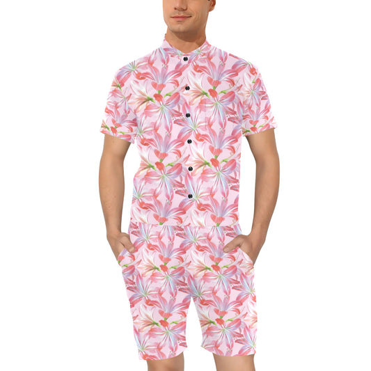 Amaryllis Pattern Print Design 02 Men's Romper