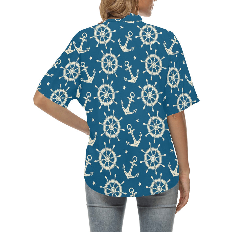 Anchor Pattern Print Design 01 Women's Hawaiian Shirt