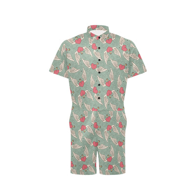 Angel Wings Heart Design Themed Print Men's Romper