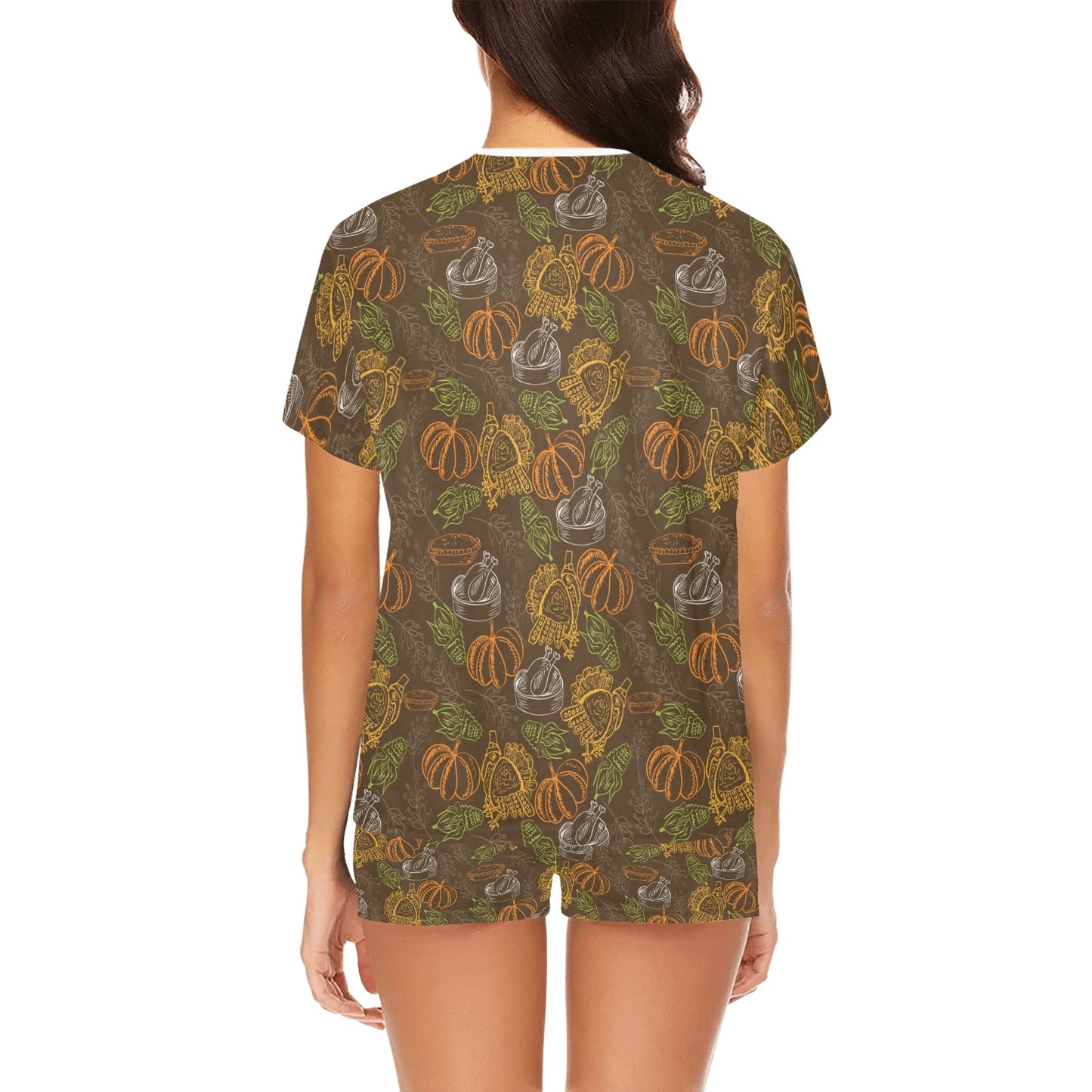 Thanksgiving Print Design LKS301 Women's Short Pajama Set