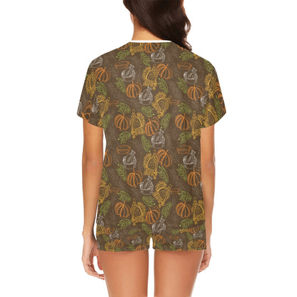 Thanksgiving Print Design LKS301 Women's Short Pajama Set