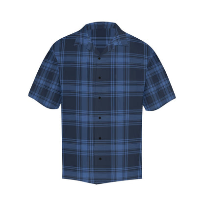 Tartan Blue Print Design LKS304 Men's Hawaiian Shirt