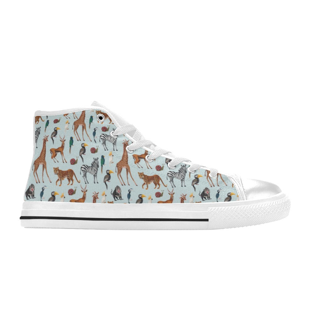 Safari Animal Print Design LKS306 High Top Women's White Shoes
