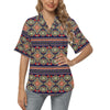 Ethnic Geometric Print Pattern Women's Hawaiian Shirt