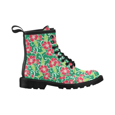 Red Hibiscus Pattern Print Design HB019 Women's Boots