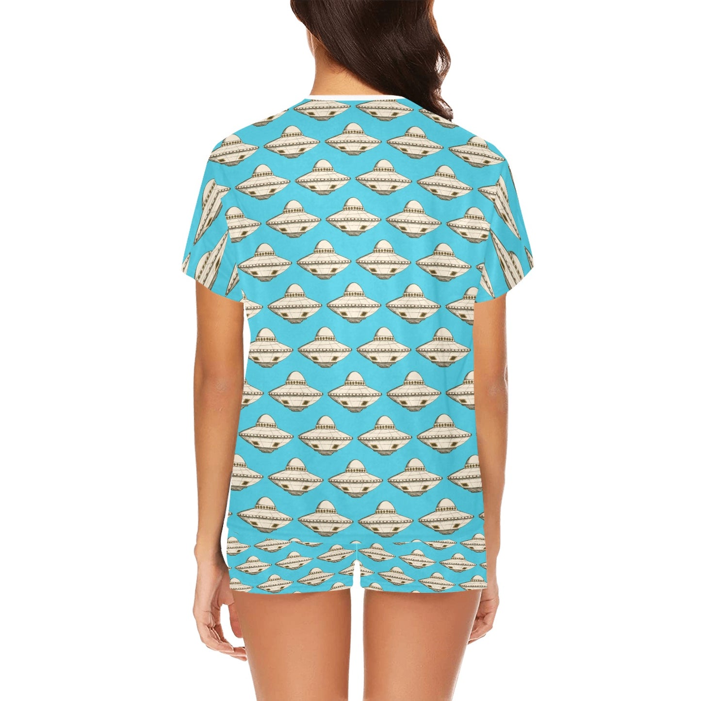 UFO Print Design LKS301 Women's Short Pajama Set