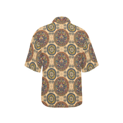 Calendar Aztec Pattern Print Design 02 Women's Hawaiian Shirt
