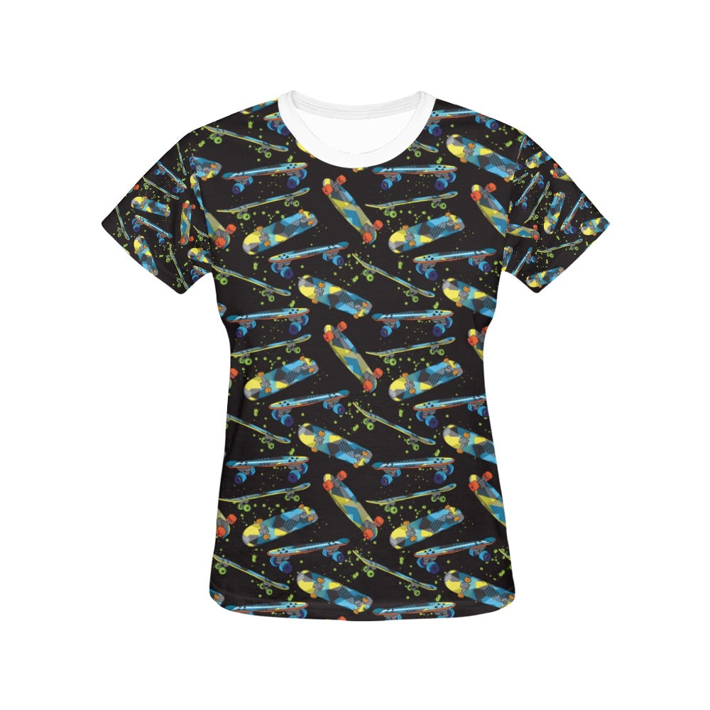 Skateboard Print Design LKS305 Women's  T-shirt