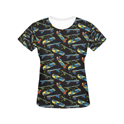 Skateboard Print Design LKS305 Women's  T-shirt