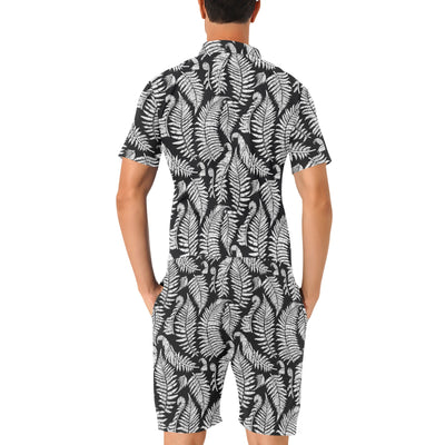 Fern Leave Black White Print Pattern Men's Romper