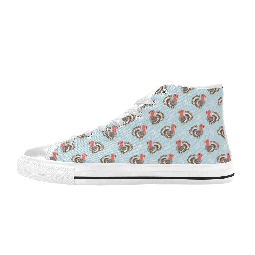 Turkey Print Design LKS403 High Top Women's White Shoes