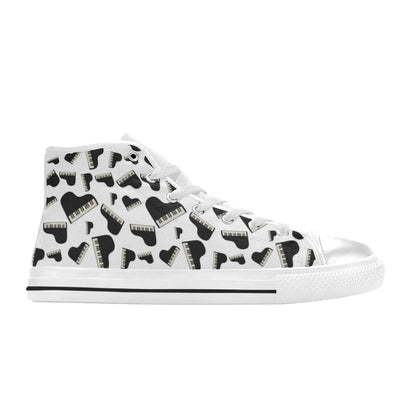 Piano Print Design LKS405 High Top Women's White Shoes