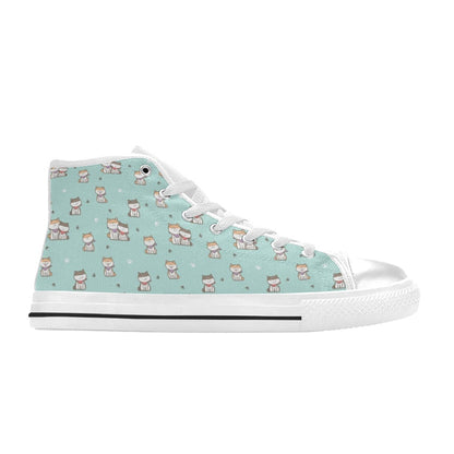 Shiba Inu Print Design LKS302 High Top Women's White Shoes