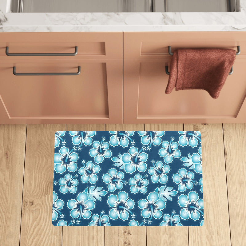 Blue Hibiscus Pattern Print Design HB011 Kitchen Mat