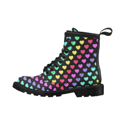 Heart Rainbow Pattern Print Design HE02 Women's Boots