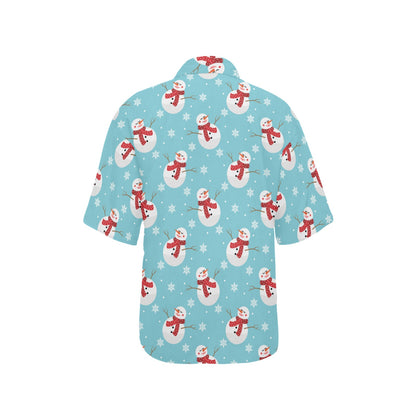 Snowman Print Design LKS304 Women's Hawaiian Shirt
