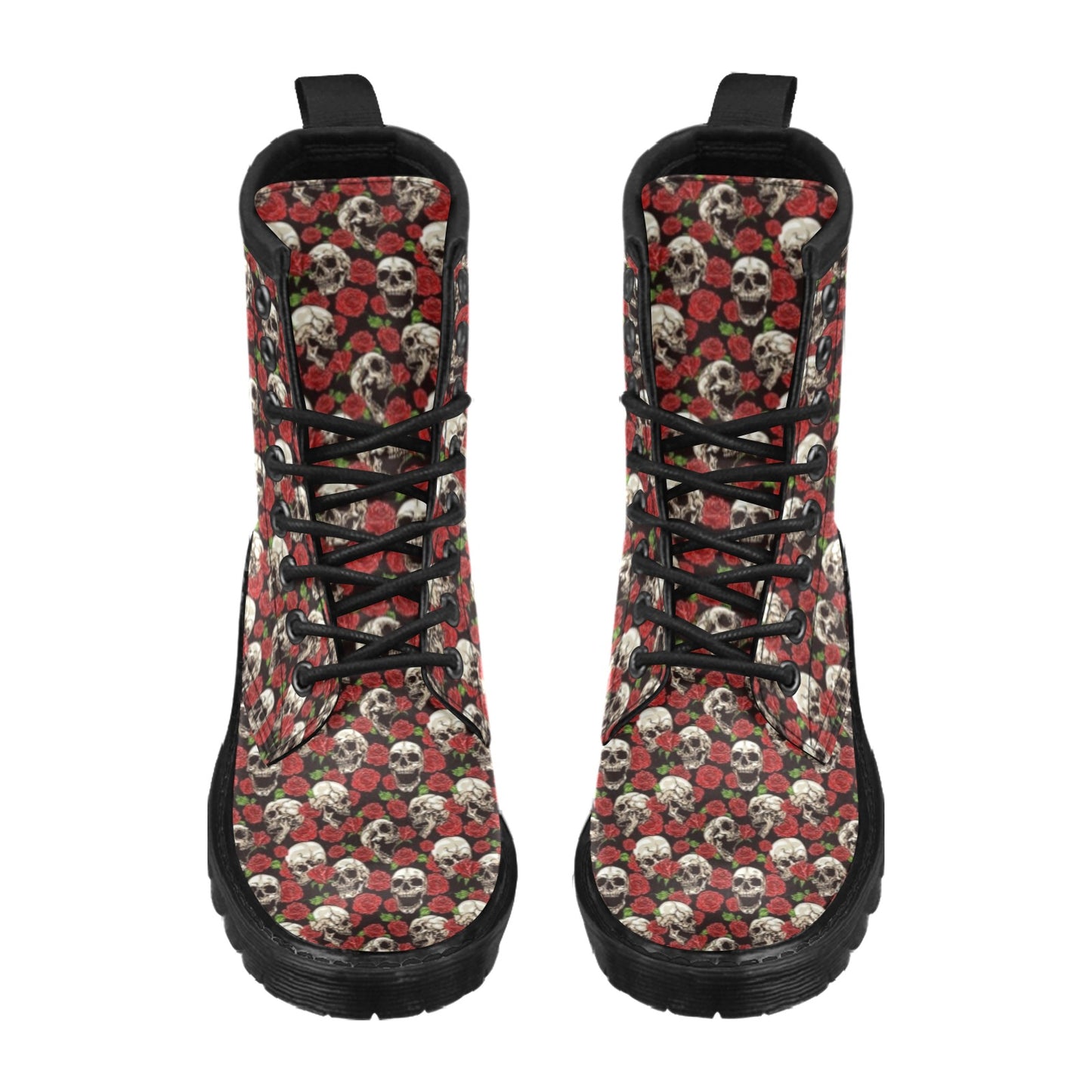 Skull Roses Design Themed Print Women's Boots