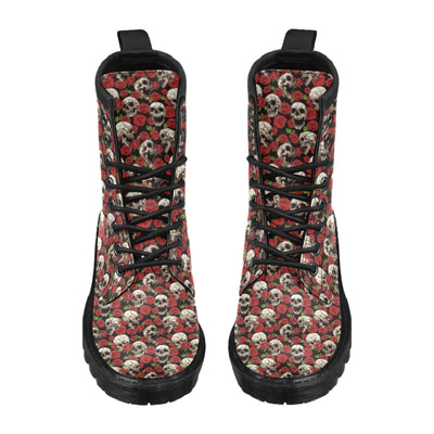 Skull Roses Design Themed Print Women's Boots